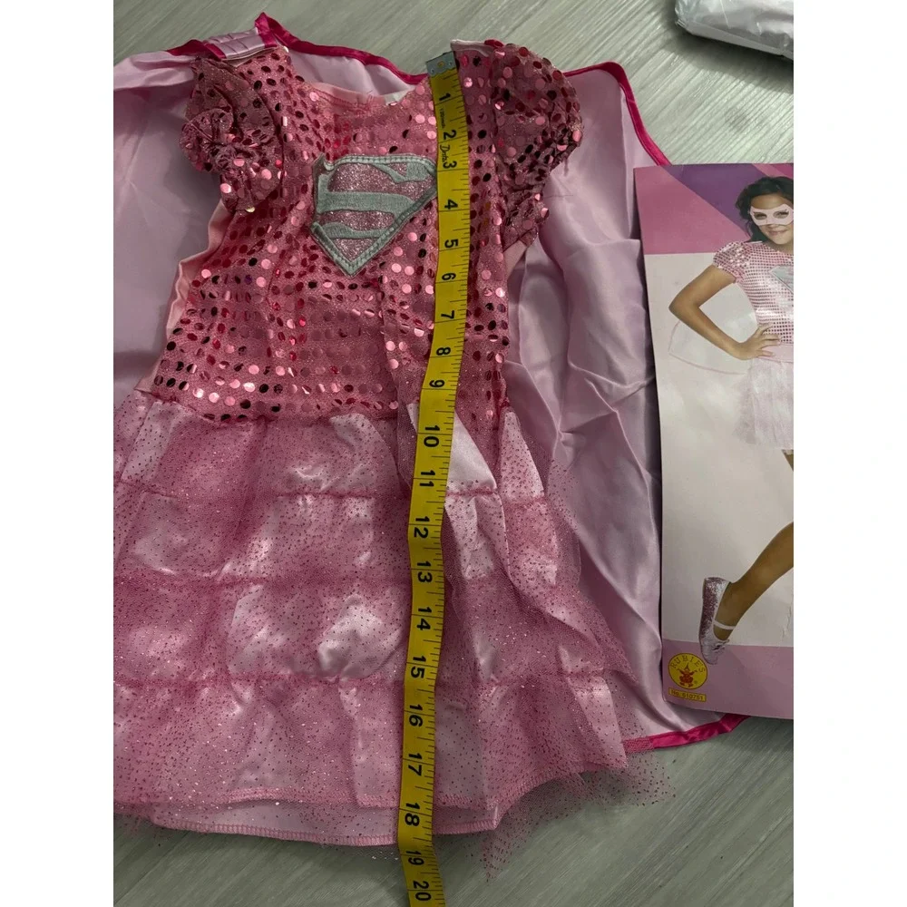Supergirl Girl Kid Costume Pink Sequin Tutu Dress Rubies Cape Mask Size S 4-6